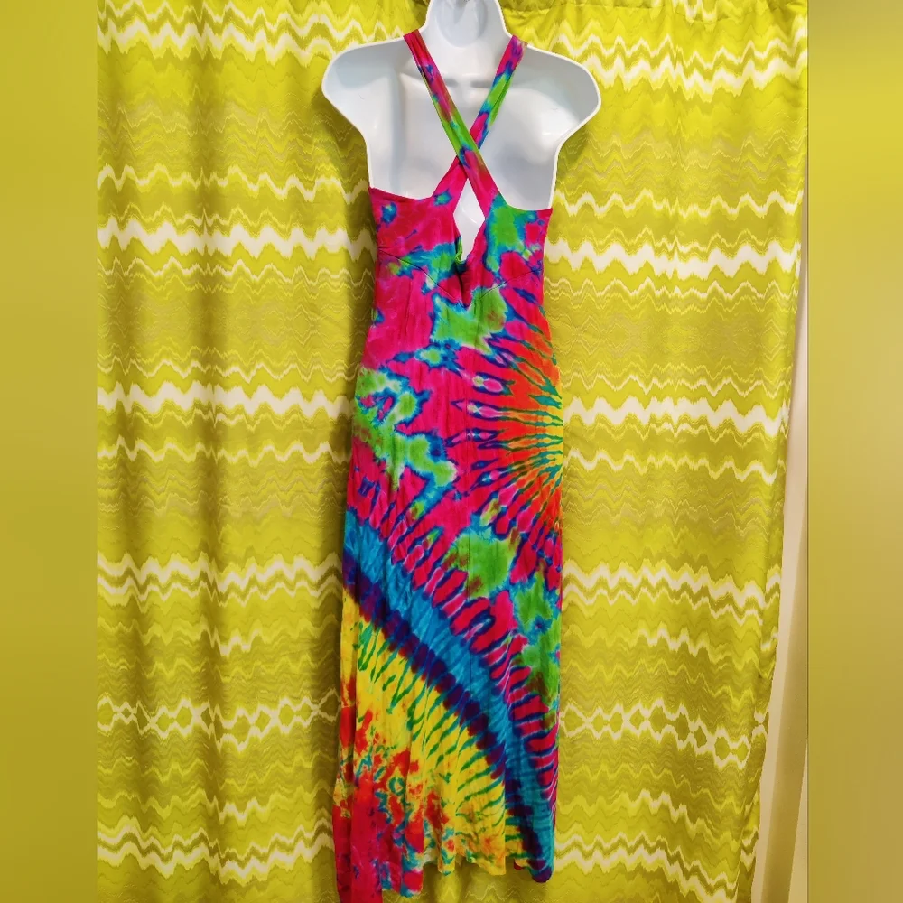 Rainbow Sunburst Tie-dye Empire Maxi Dress - Picture 3 of 8